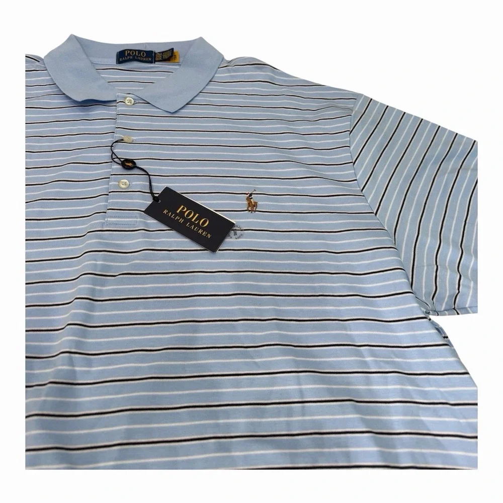 Polo Ralph Lauren Men's Polo 100 Cotton Blue Stripes  Size 2XLT NWT